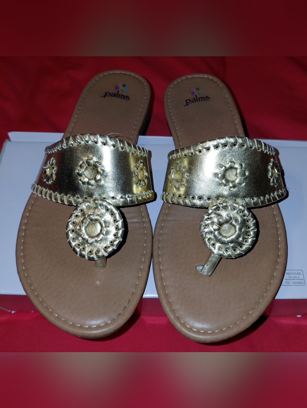 9W/Palms Women’s Gold Metallic Toe-Post Sandals